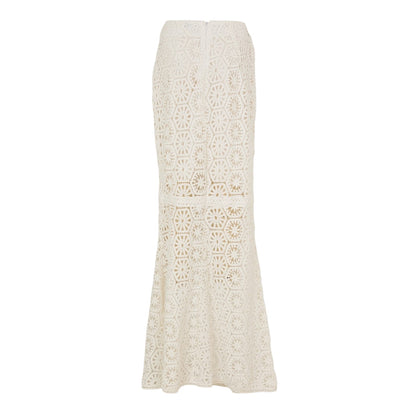White - Back - AmyLynn Womens-Ladies Crochet Maxi Skirt