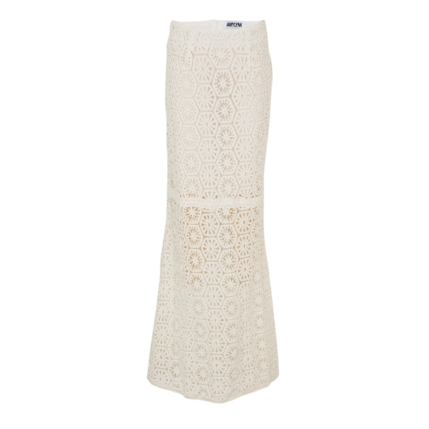 White - Front - AmyLynn Womens-Ladies Crochet Maxi Skirt