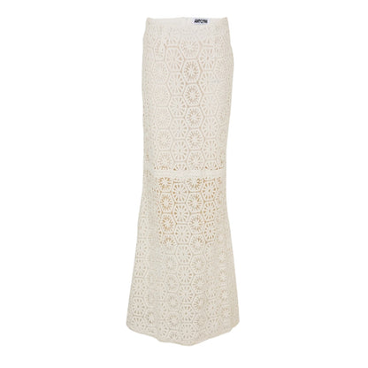 White - Front - AmyLynn Womens-Ladies Crochet Maxi Skirt
