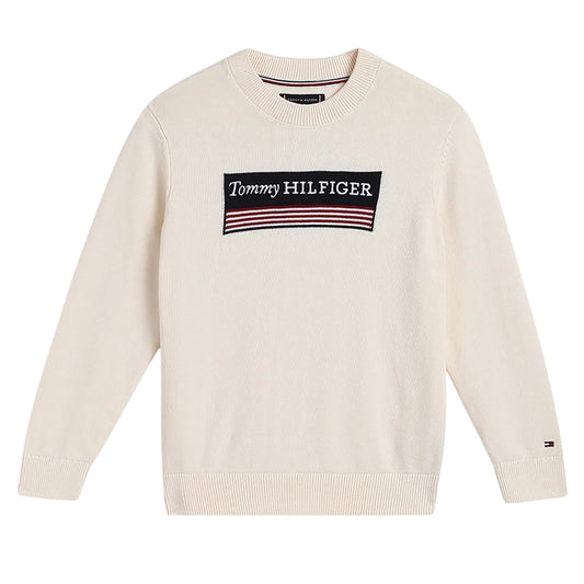 Ivory - Front - Tommy Hilfiger Childrens-Kids Monotype 1985 Jumper