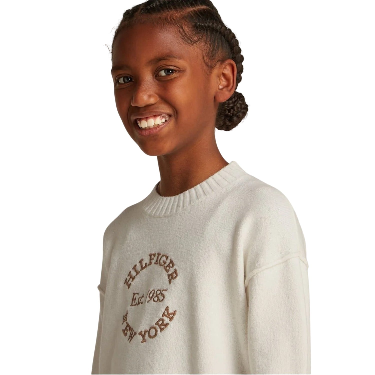 Ivory - Side - Tommy Hilfiger Girls New York Relaxed Fit Sweater Top
