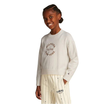 Ivory - Pack Shot - Tommy Hilfiger Girls New York Relaxed Fit Sweater Top