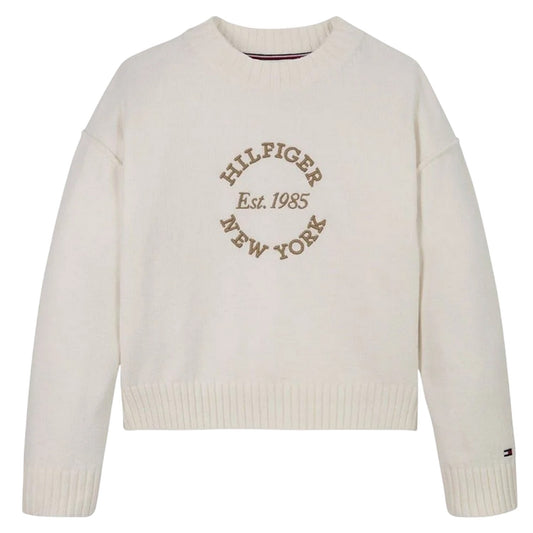 Ivory - Front - Tommy Hilfiger Girls New York Relaxed Fit Sweater Top