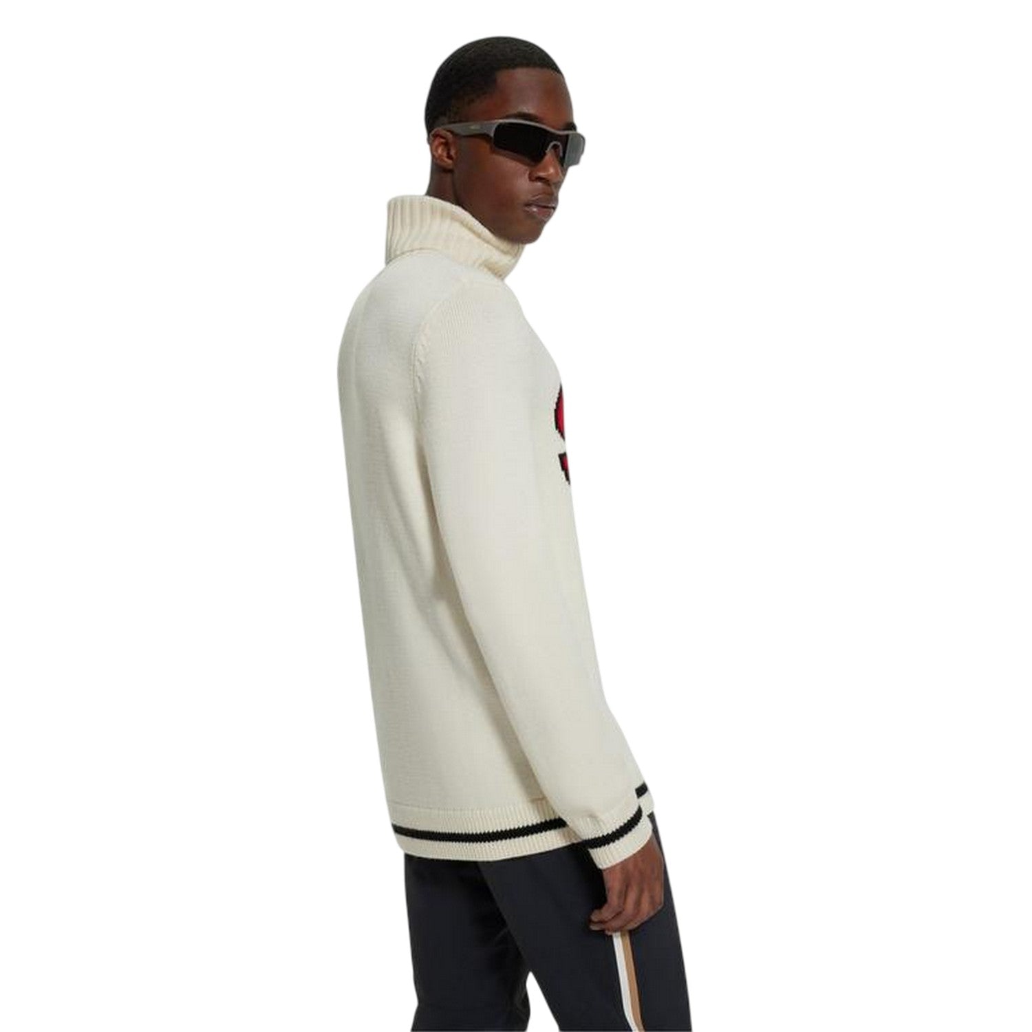 White - Back - Boss Mens Ski Turtle Neck Jumper