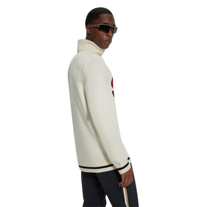 White - Back - Boss Mens Ski Turtle Neck Jumper