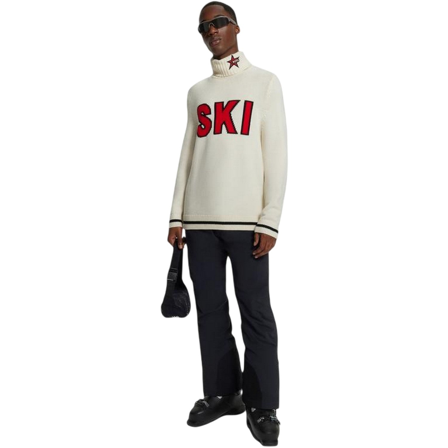 White - Lifestyle - Boss Mens Ski Turtle Neck Jumper