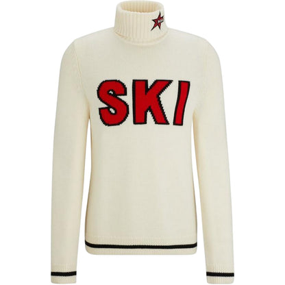 White - Front - Boss Mens Ski Turtle Neck Jumper