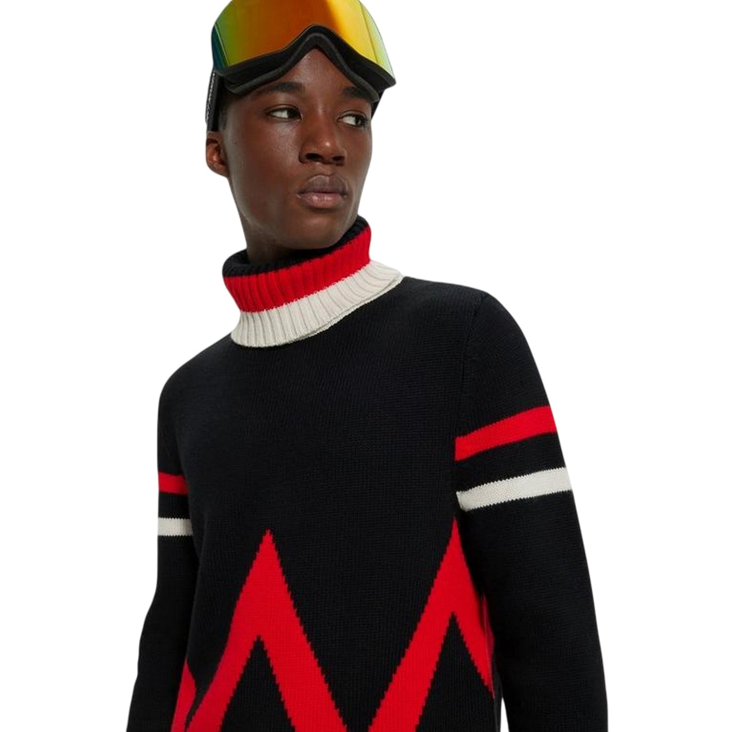 Black - Side - Boss Mens Geometric Turtle Neck Skiing Sweatshirt