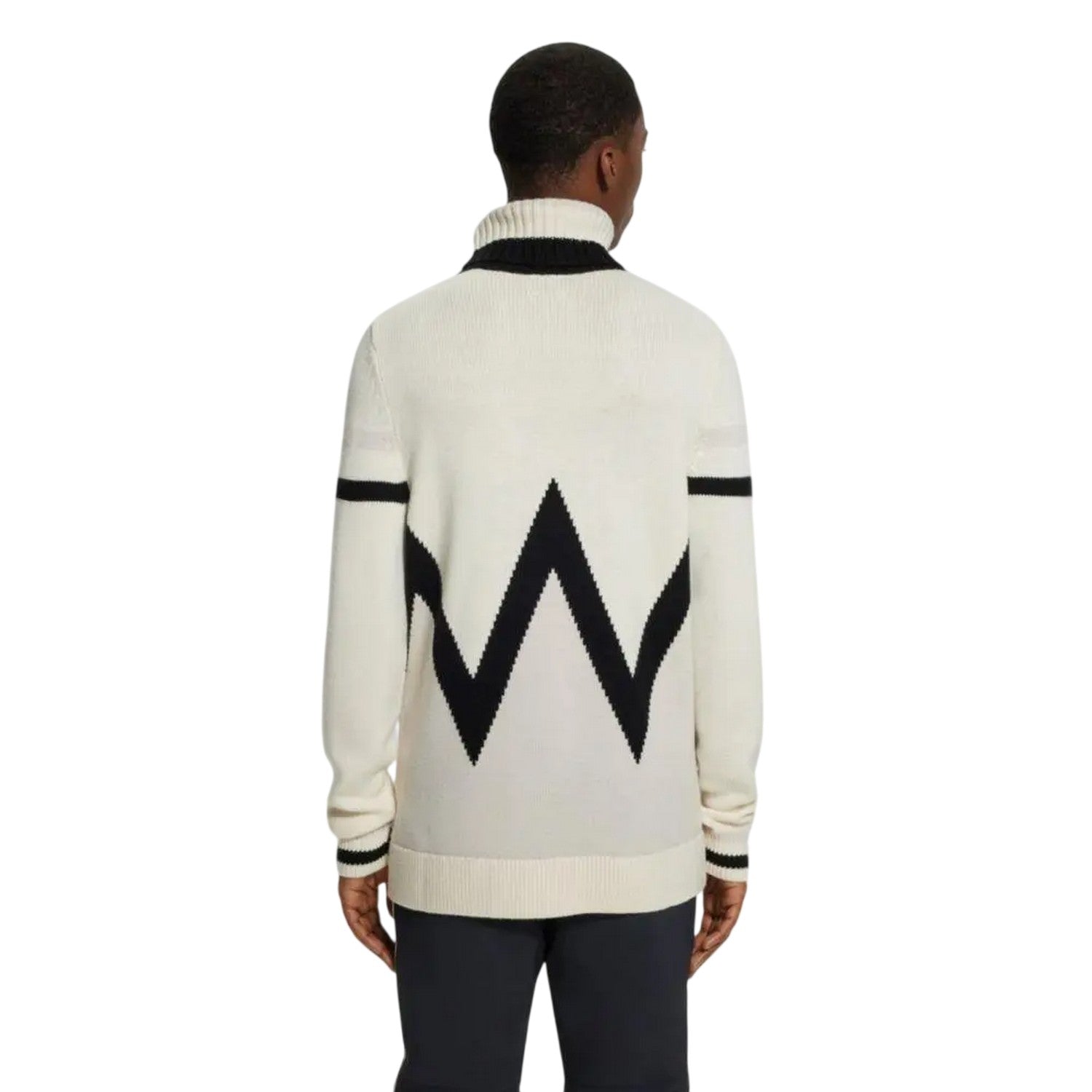 Light Beige - Back - Boss Mens Geometric Turtle Neck Skiing Sweatshirt
