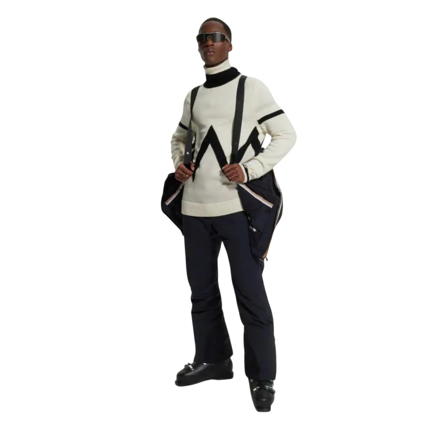 Light Beige - Lifestyle - Boss Mens Geometric Turtle Neck Skiing Sweatshirt