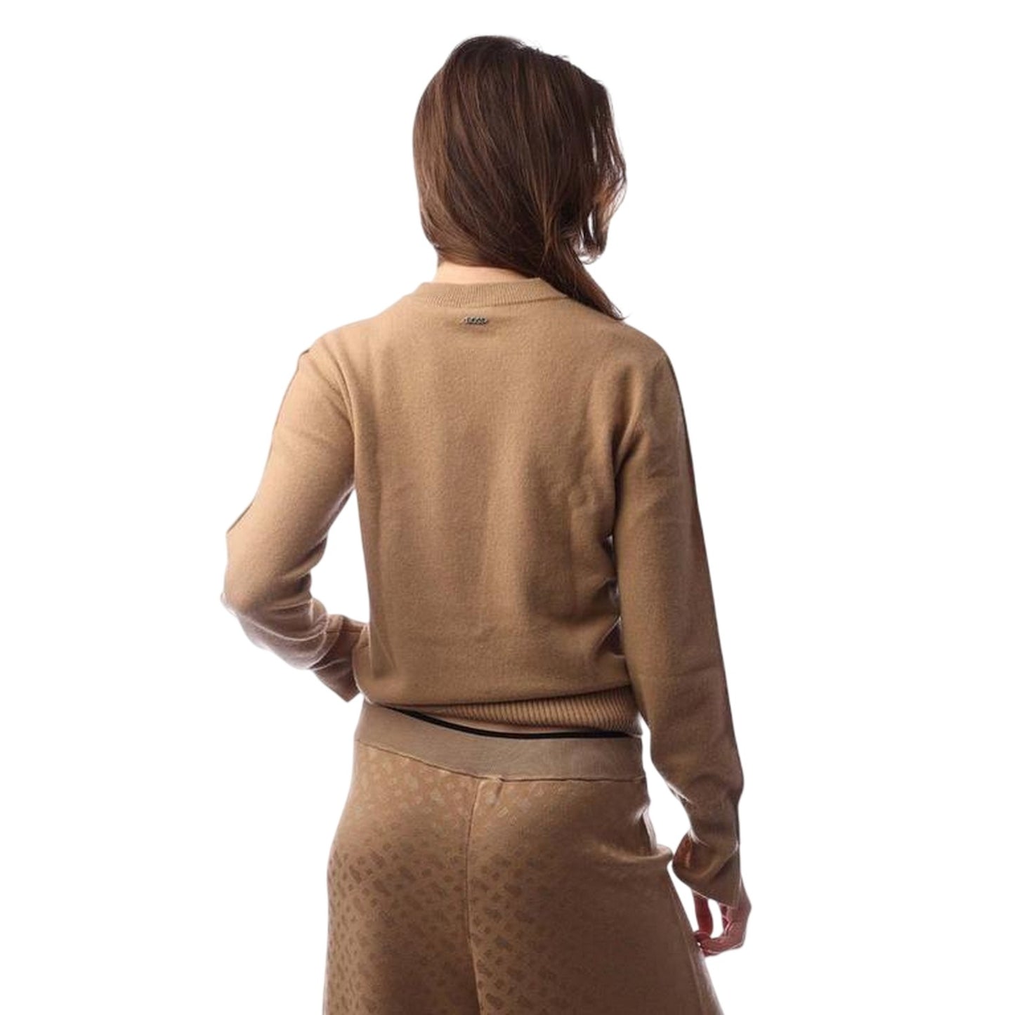 Medium Beige - Back - Boss Womens-Ladies Fuoro Plain Crew Neck Sweater Top