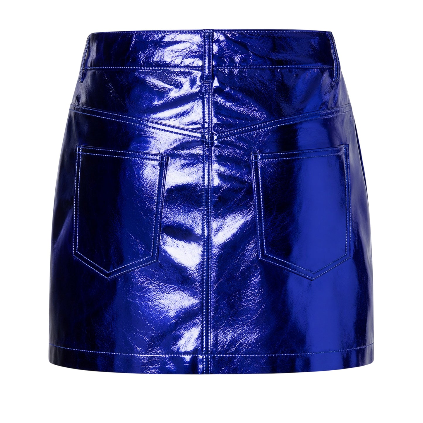 Purple - Back - AmyLynn Womens-Ladies Metallic Faux Leather Mini Skirt