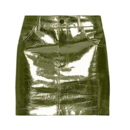 Green - Front - AmyLynn Womens-Ladies Metallic Faux Leather Mini Skirt