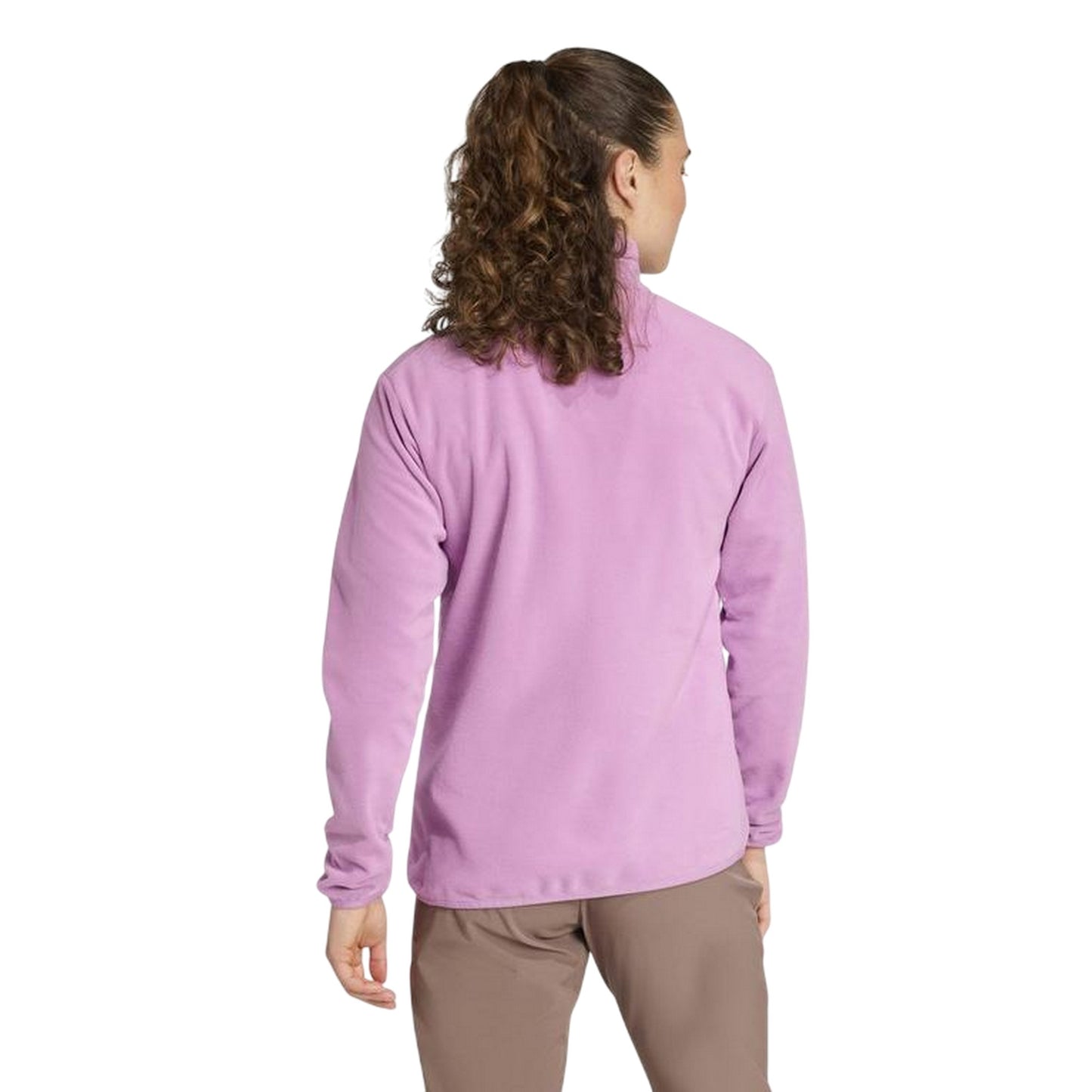 Purple - Back - Adidas Womens-Ladies Essentials Long-Sleeved Fleece Jacket