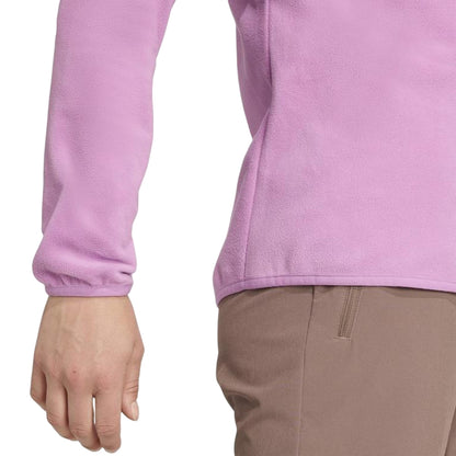 Purple - Side - Adidas Womens-Ladies Essentials Long-Sleeved Fleece Jacket