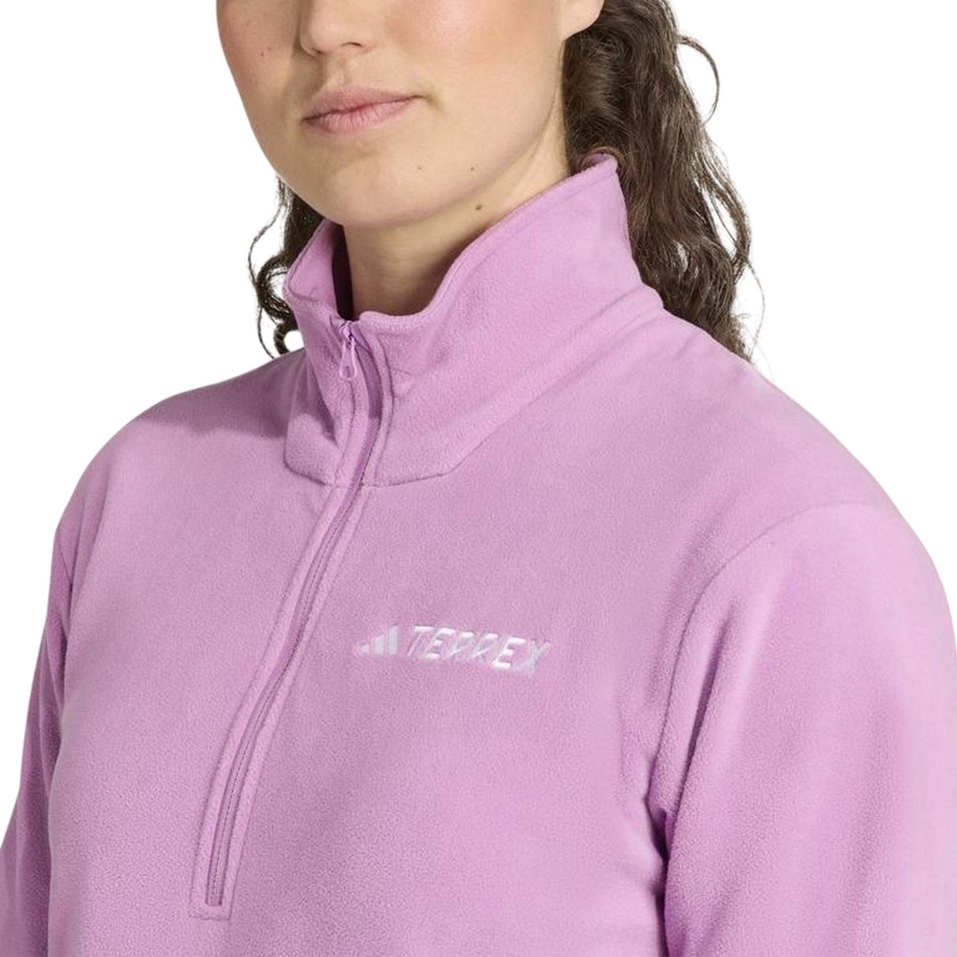 Purple - Lifestyle - Adidas Womens-Ladies Essentials Long-Sleeved Fleece Jacket
