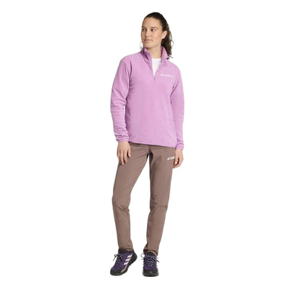 Purple - Pack Shot - Adidas Womens-Ladies Essentials Long-Sleeved Fleece Jacket