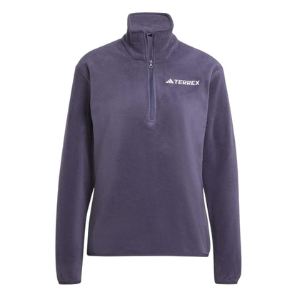 Shadow Blue - Front - Adidas Womens-Ladies Essentials Long-Sleeved Fleece Jacket
