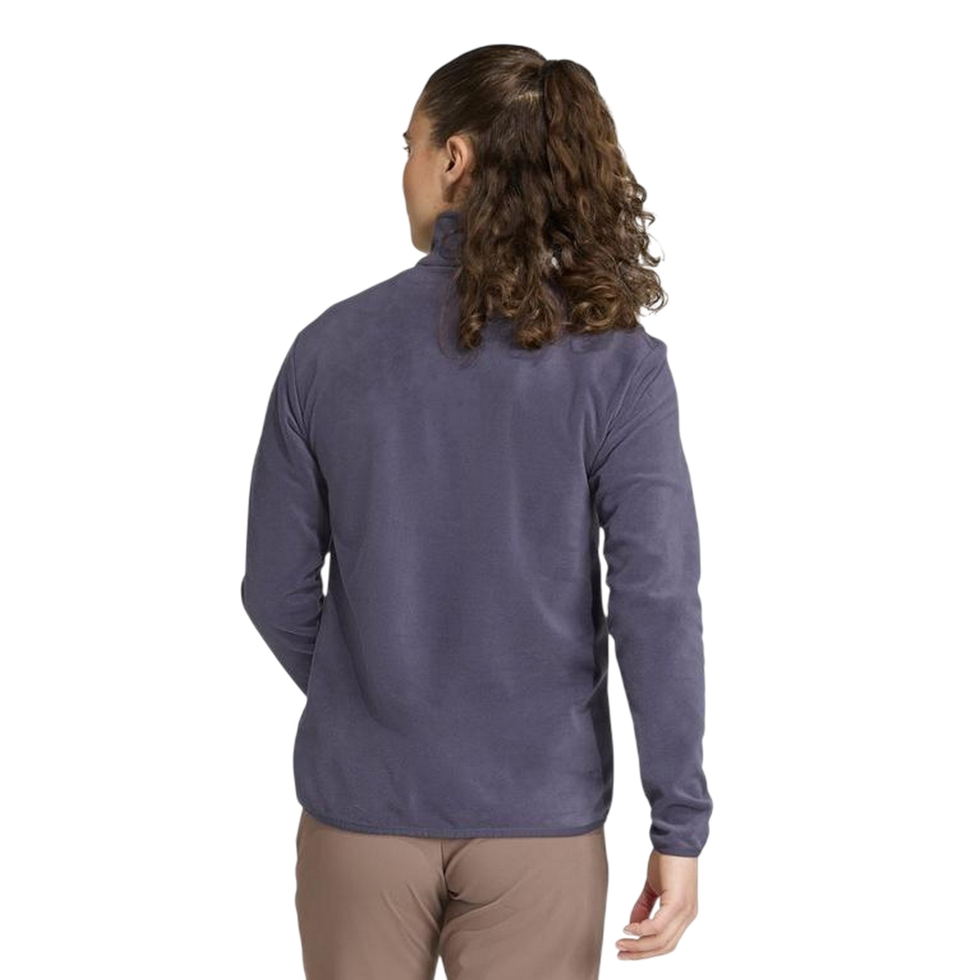 Shadow Blue - Back - Adidas Womens-Ladies Essentials Long-Sleeved Fleece Jacket