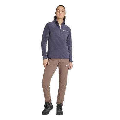 Shadow Blue - Pack Shot - Adidas Womens-Ladies Essentials Long-Sleeved Fleece Jacket