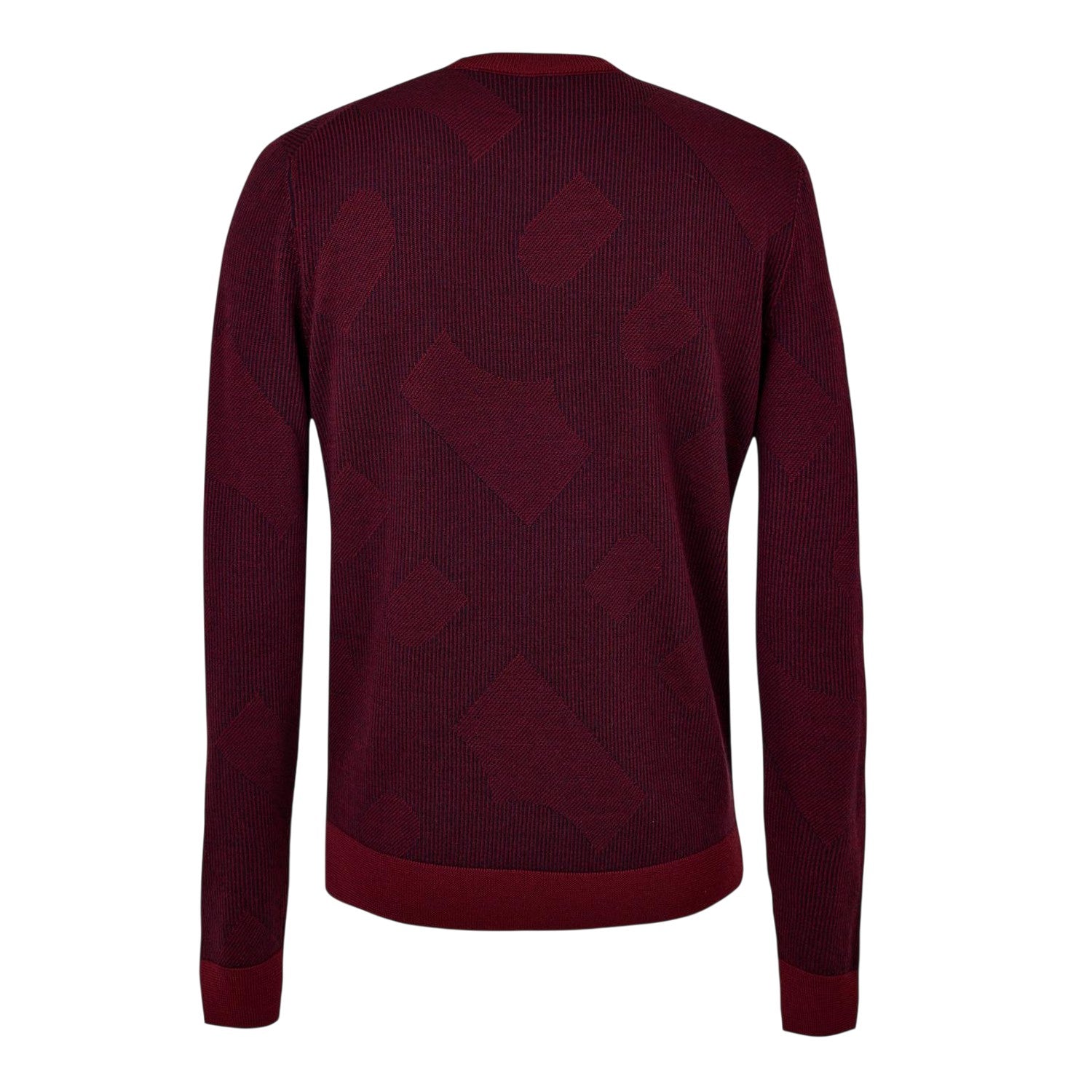 Dark Red - Back - Boss Mens Motivo Wool Jumper