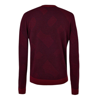 Dark Red - Back - Boss Mens Motivo Wool Jumper