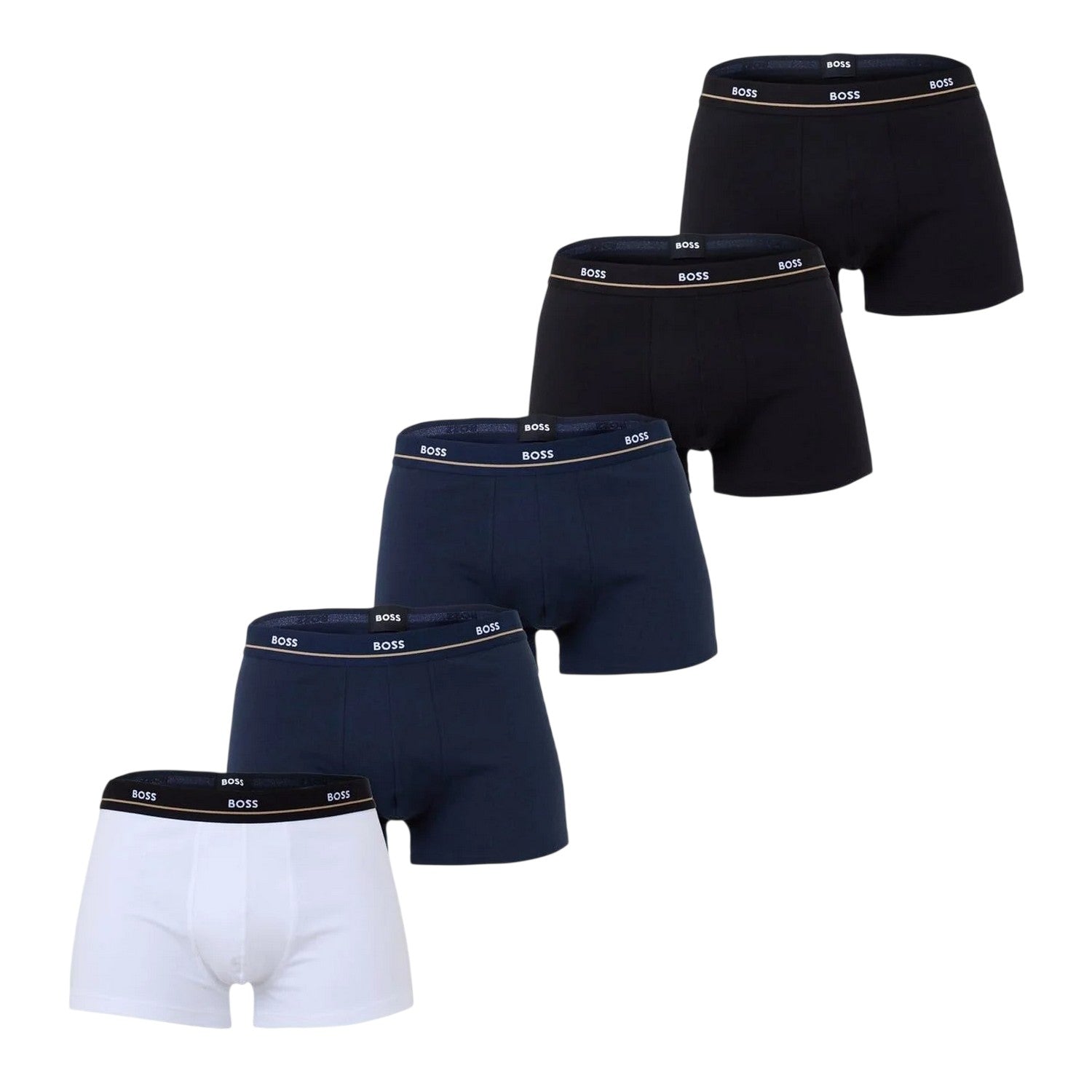 White - Front - Boss Mens Plain Boxer Shorts (Pack of 5)