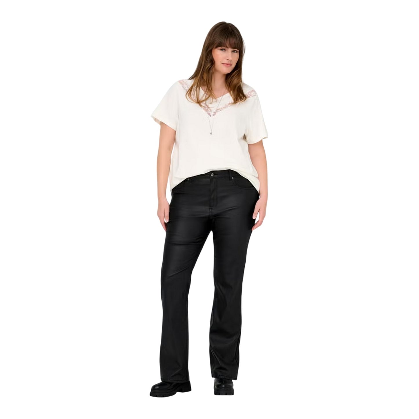 Black - Pack Shot - Only Womens-Ladies Carblush Flared Trousers