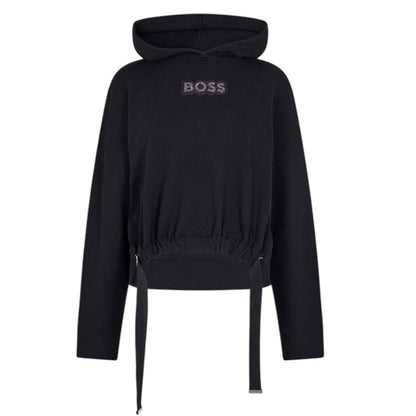 Black - Front - Boss Womens-Ladies Diamante Drawstring Hoodie