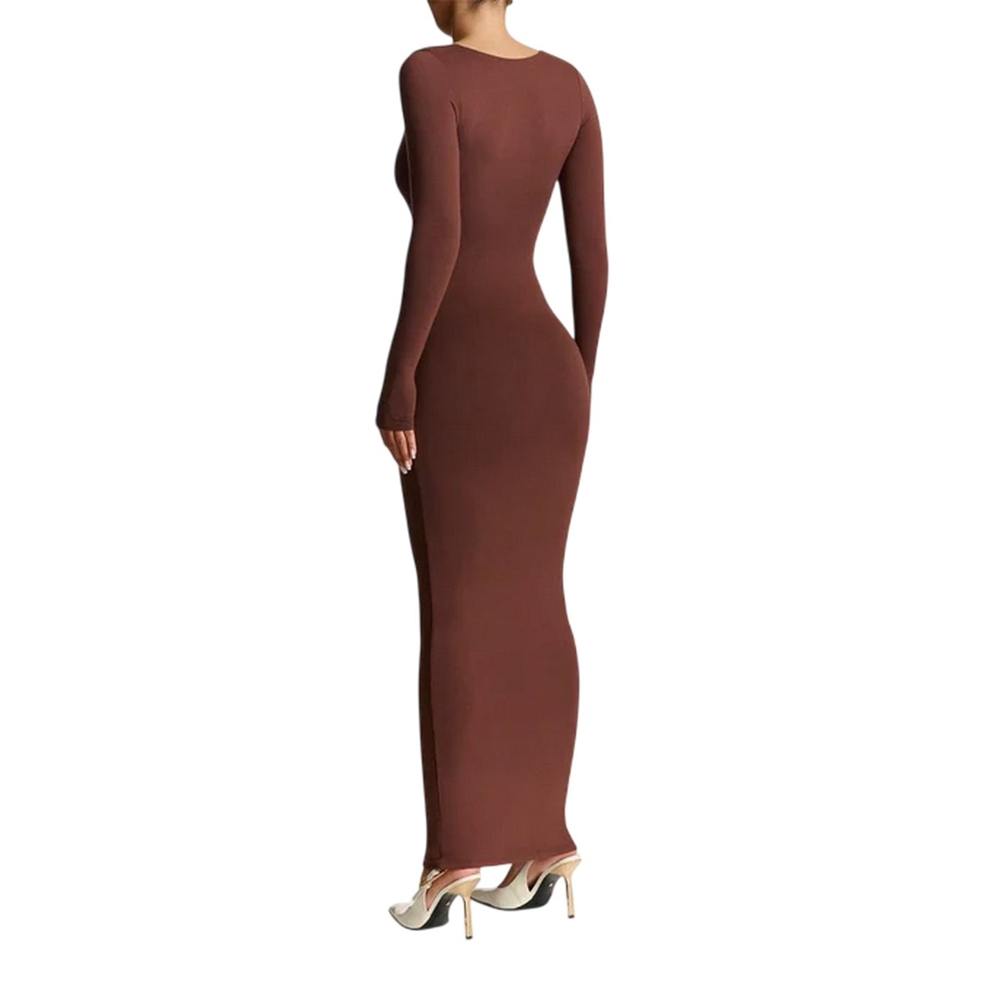 Chocolate - Lifestyle - Ward Womens-Ladies Sculpt Polyester Square Neck Maxi Dress