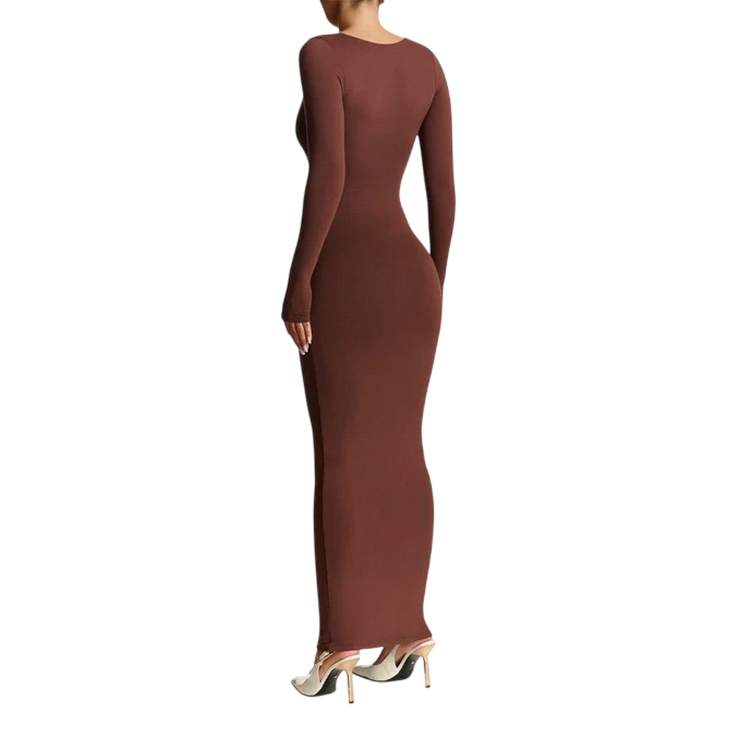 Chocolate - Lifestyle - Ward Womens-Ladies Sculpt Polyester Square Neck Maxi Dress