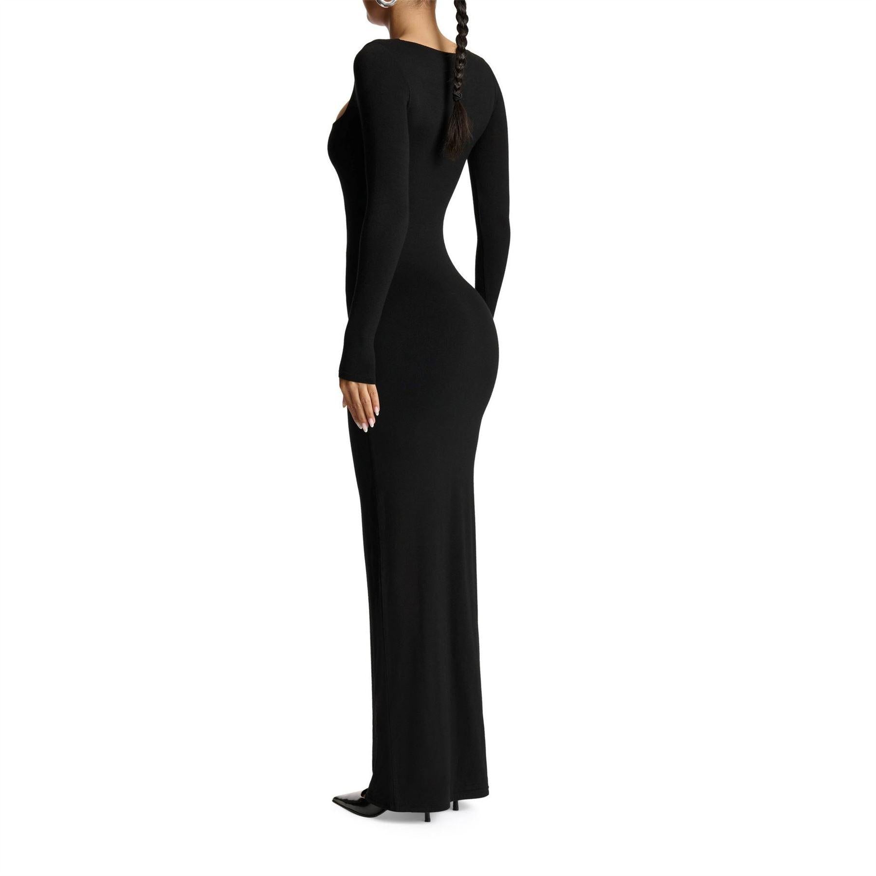 Black - Lifestyle - Ward Womens-Ladies Sculpt Polyester Square Neck Maxi Dress