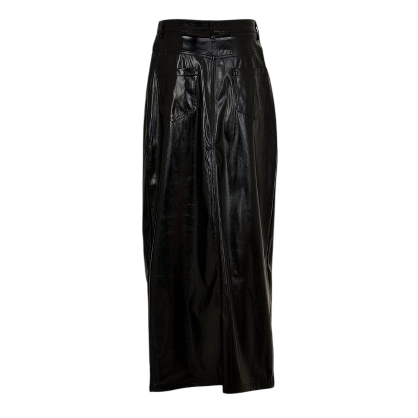 Black Metallic - Back - AmyLynn Womens-Ladies Lupe Metallic Front Slit Pencil Skirt