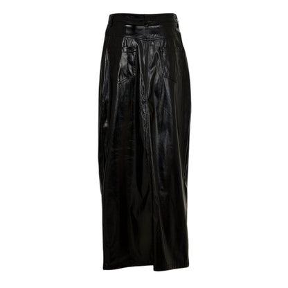 Black Metallic - Back - AmyLynn Womens-Ladies Lupe Metallic Front Slit Pencil Skirt