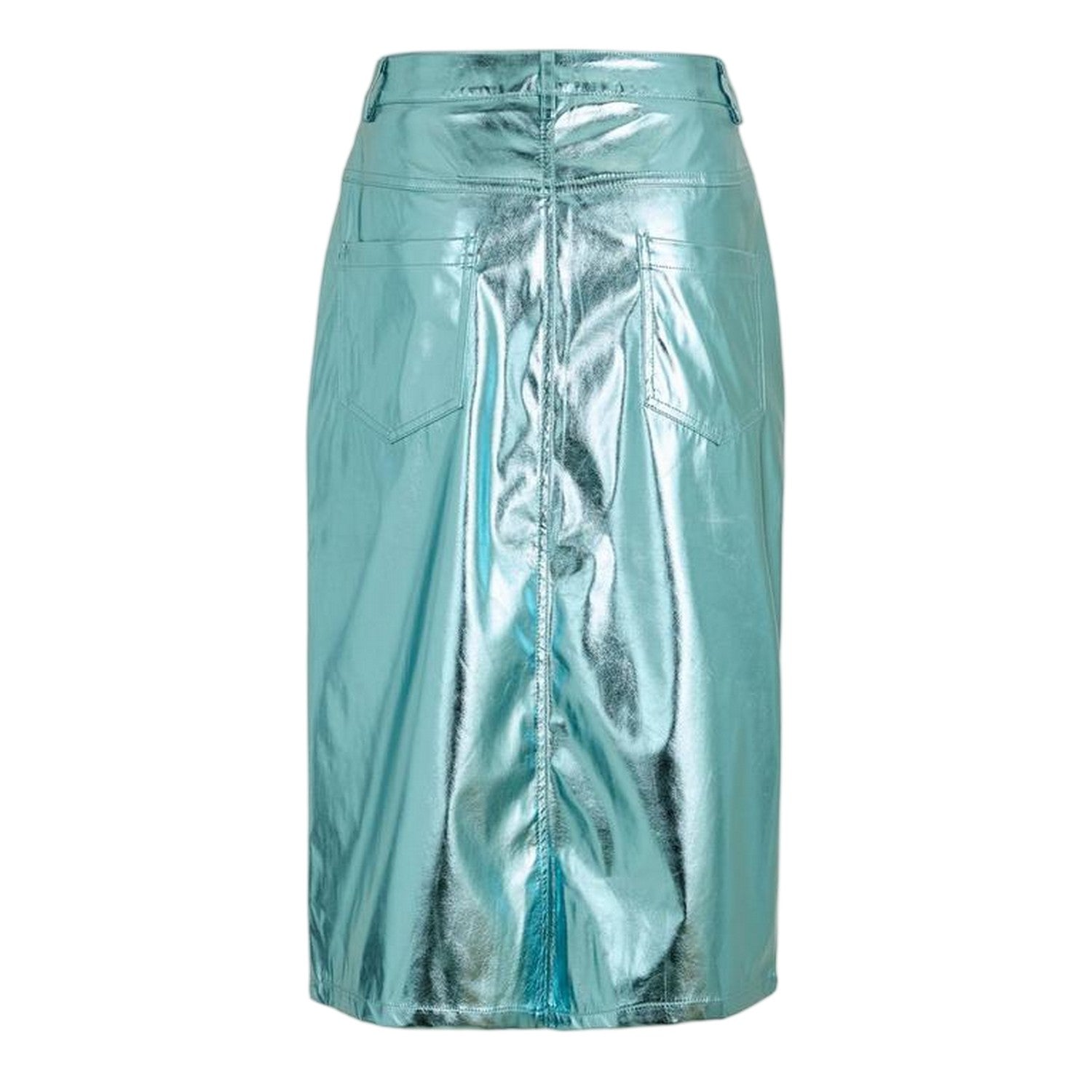 Blue - Back - AmyLynn Womens-Ladies Metallic Faux Leather Pencil Skirt