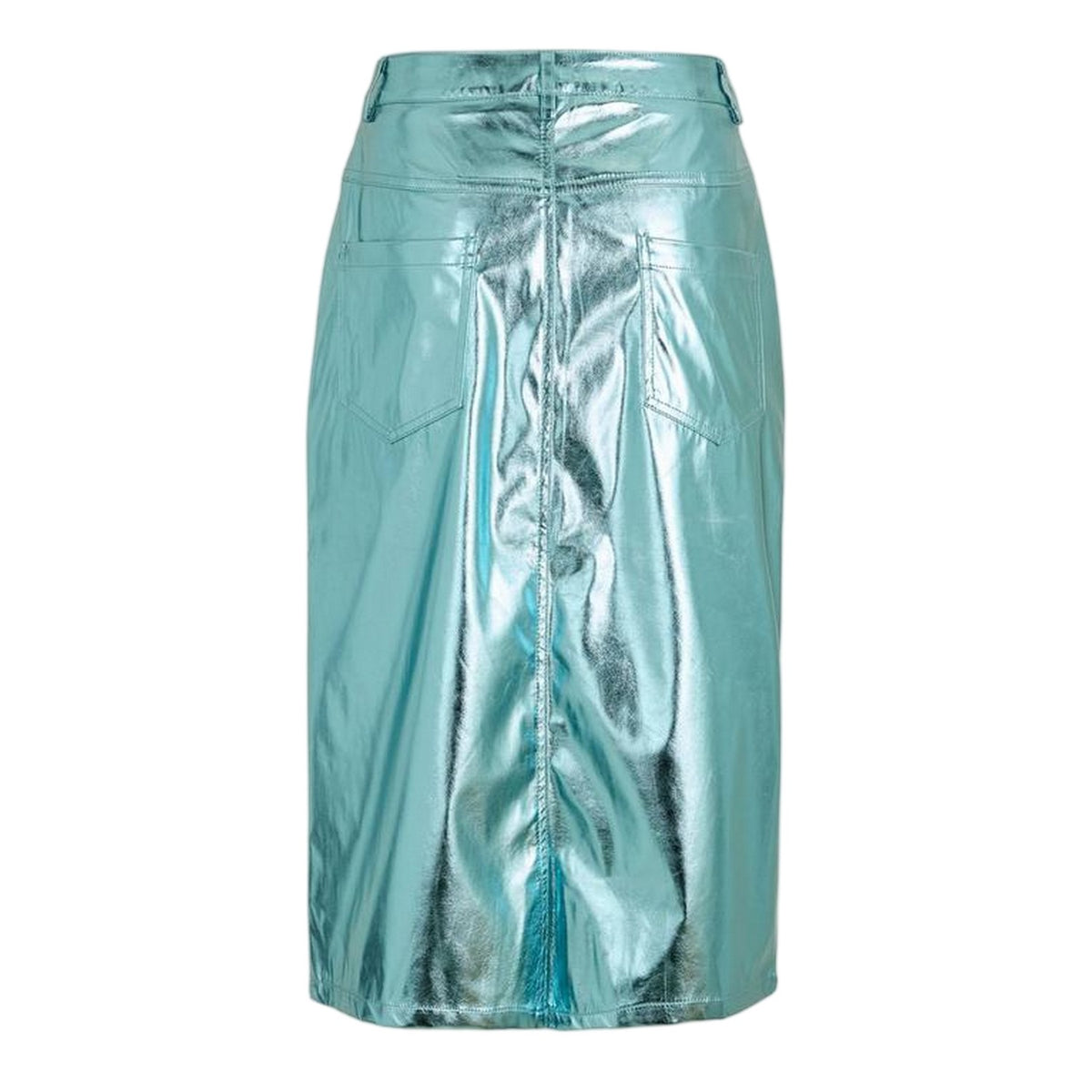 Blue - Back - AmyLynn Womens-Ladies Metallic Faux Leather Pencil Skirt