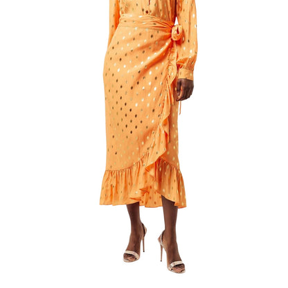 Peach - Side - Never Fully Dressed Womens-Ladies Polka Dot Midi Skirt