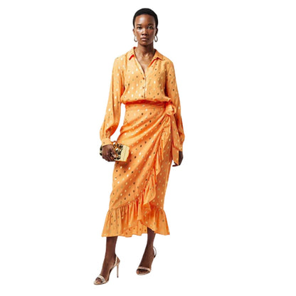 Peach - Close up - Never Fully Dressed Womens-Ladies Polka Dot Midi Skirt
