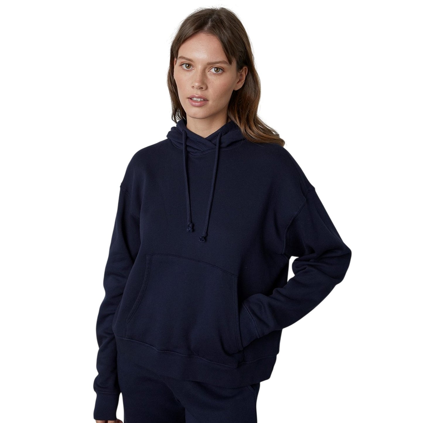 Navy - Front - Velvet by Graham & Spencer Womens-Ladies Fleece Hoodie