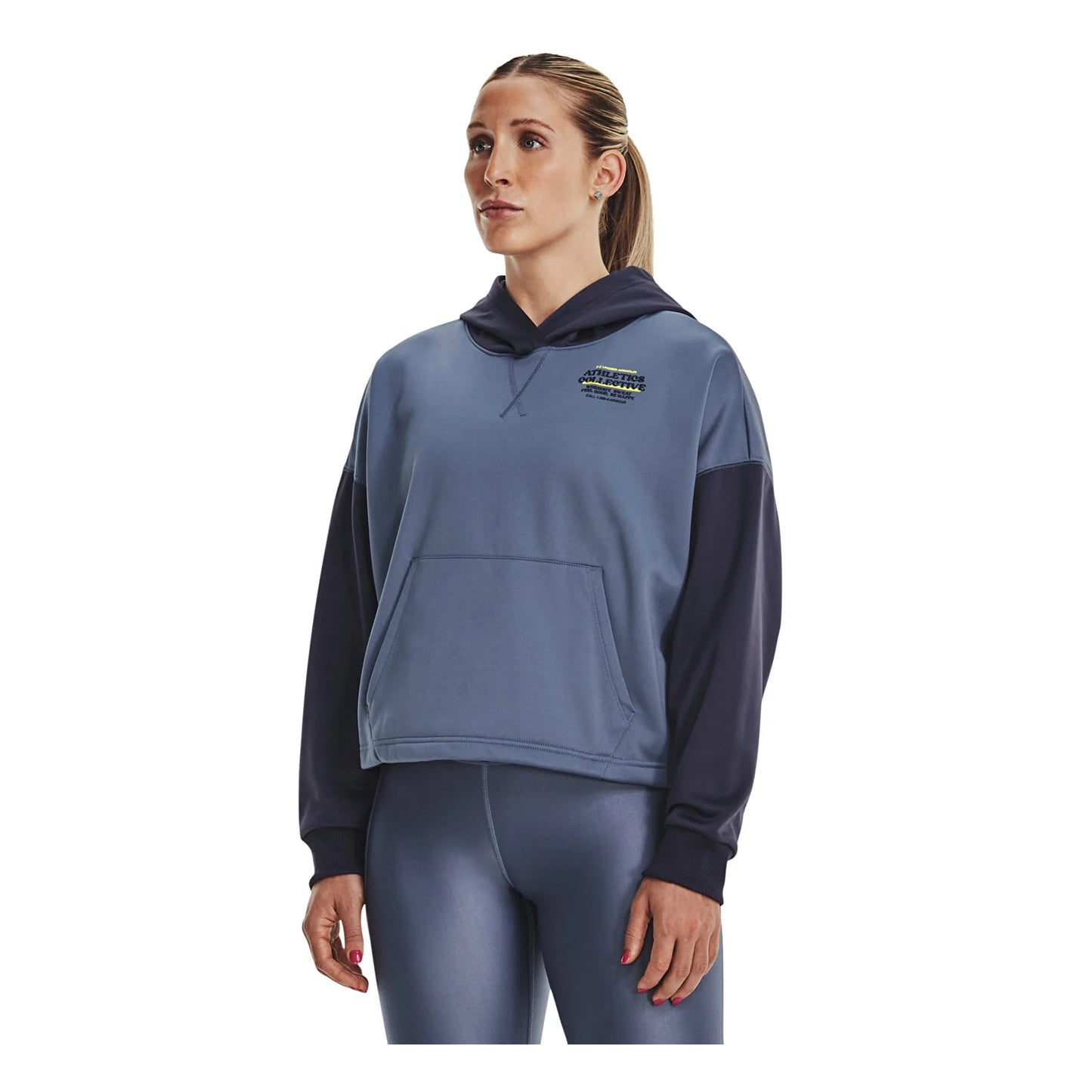 Purple - Side - Under Armour Womens-Ladies Colour Block Hoodie