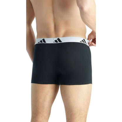Black - Side - Adidas Mens Cotton Flexible Active Boxer Shorts (Pack of 3)