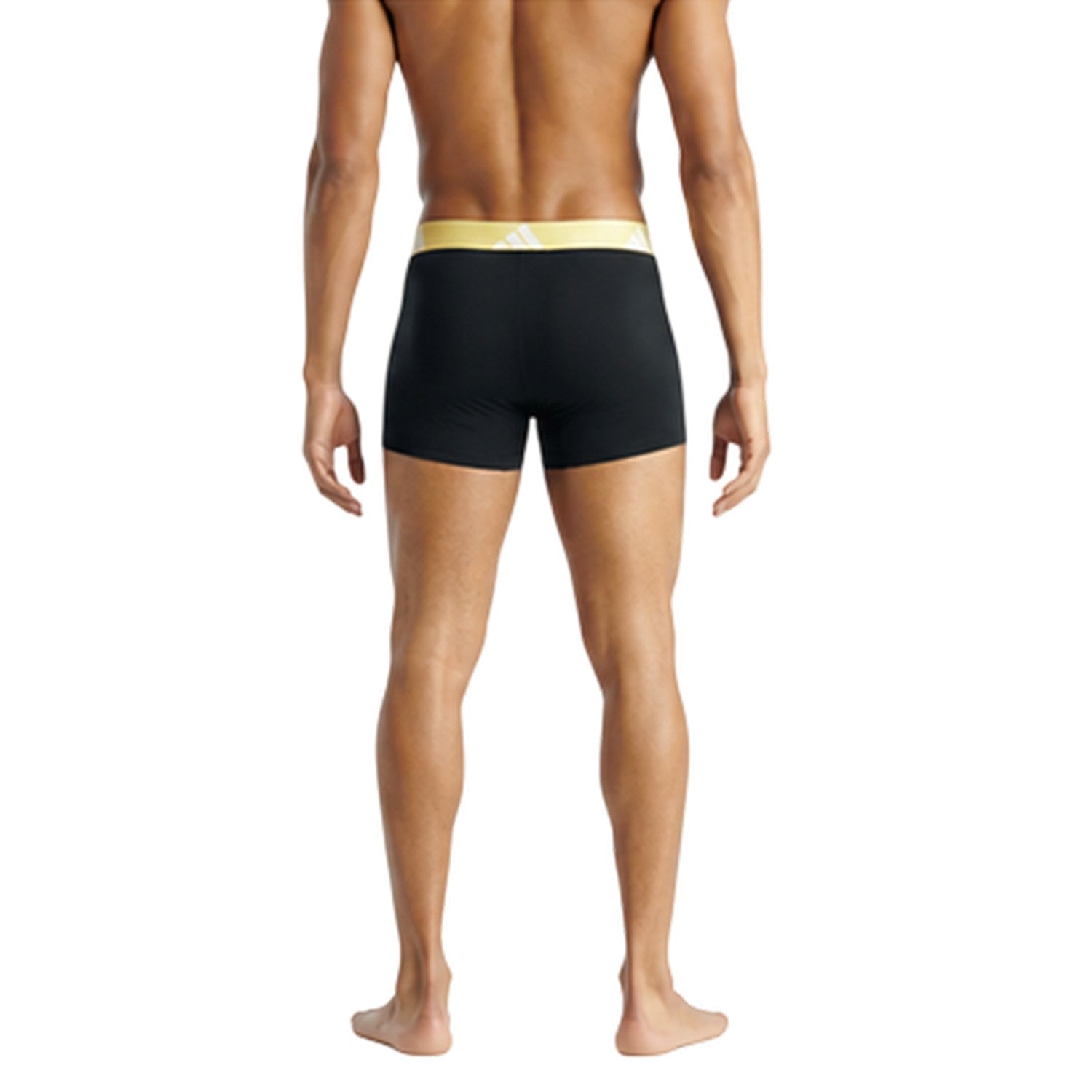 Black-Yellow-Off White - Back - Adidas Mens Cotton Flexible Active Boxer Shorts (Pack of 3)