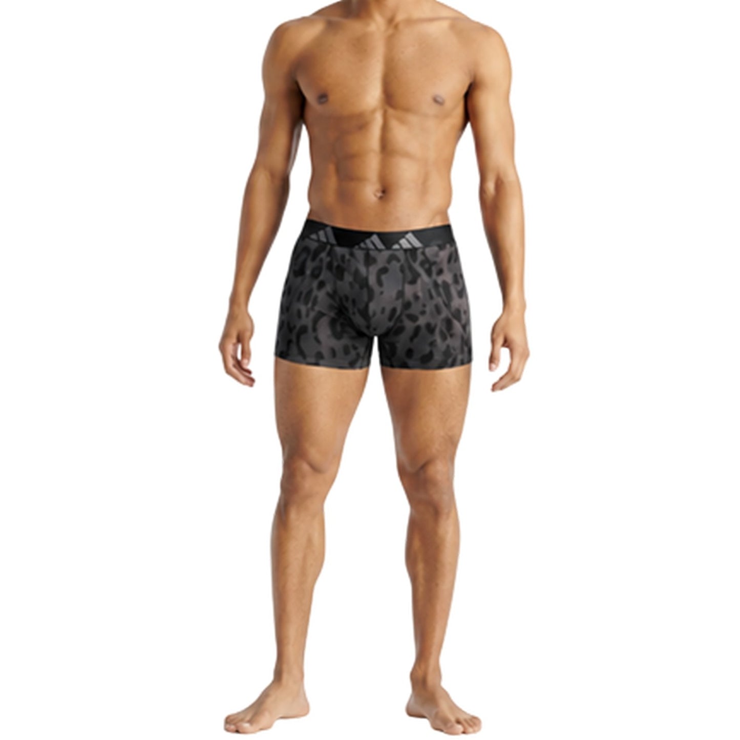 Grey-Dark Grey-Black - Back - Adidas Mens Cotton Flexible Active Boxer Shorts (Pack of 3)