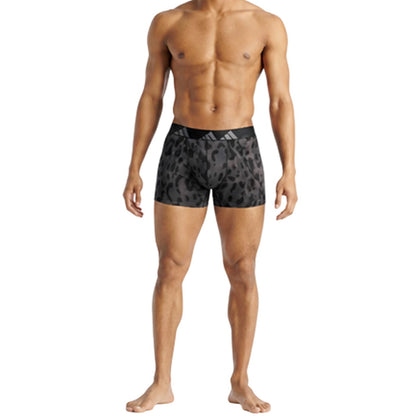 Grey-Dark Grey-Black - Back - Adidas Mens Cotton Flexible Active Boxer Shorts (Pack of 3)