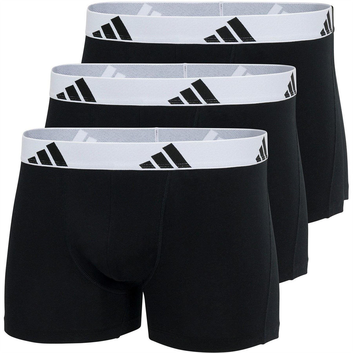 Black - Front - Adidas Mens Cotton Flexible Active Boxer Shorts (Pack of 3)