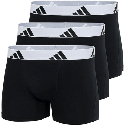 Black - Front - Adidas Mens Cotton Flexible Active Boxer Shorts (Pack of 3)
