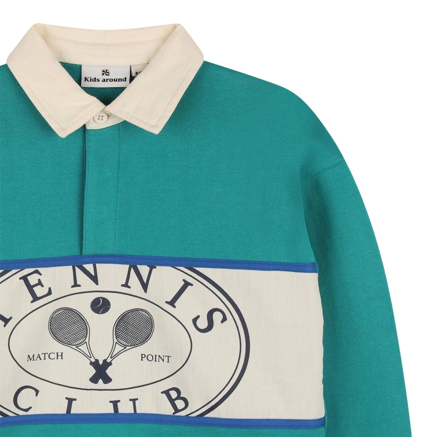Green - Side - Kids Around Childrens-Kids Long-Sleeved Tennis Polo Shirt