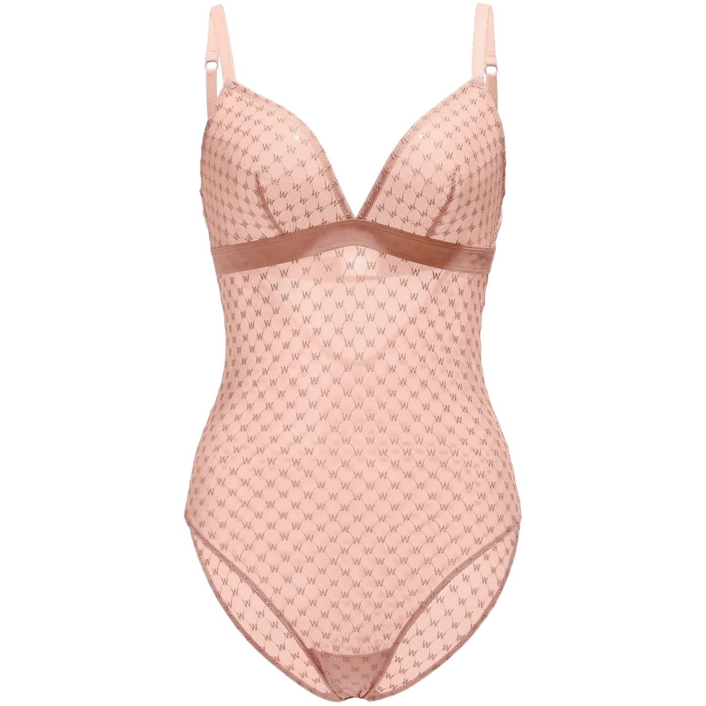 Pink - Front - Wolford Womens-Ladies Embroidered Triangle Cups Bodysuit