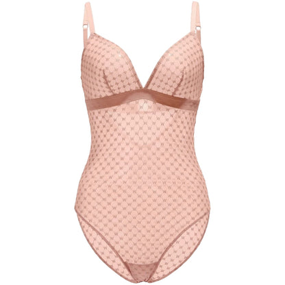 Pink - Front - Wolford Womens-Ladies Embroidered Triangle Cups Bodysuit