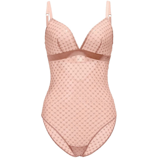 Pink - Front - Wolford Womens-Ladies Embroidered Triangle Cups Bodysuit